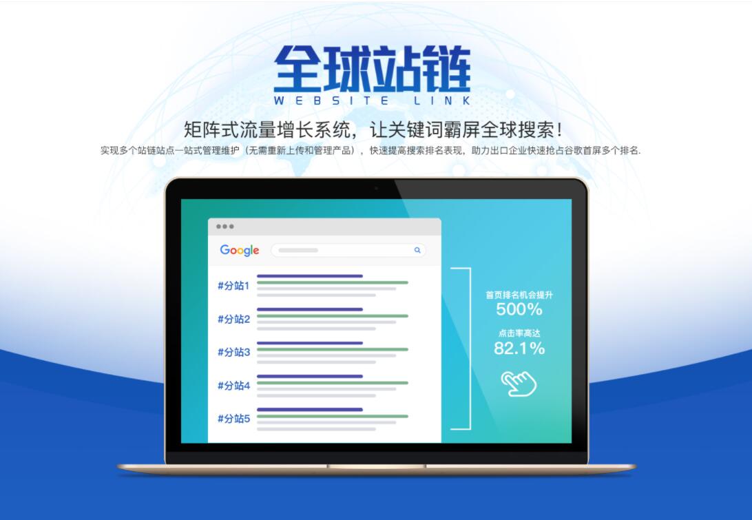 臺(tái)州外貿(mào)網(wǎng)站推廣全球站鏈，搶占GOOGLE首屏多個(gè)位置排名