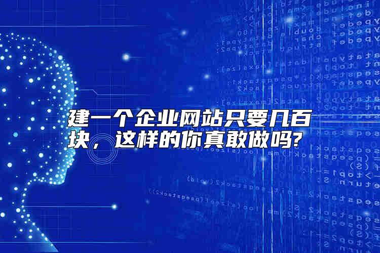 建一個(gè)企業(yè)網(wǎng)站只要幾百塊，這樣的你真敢做嗎?